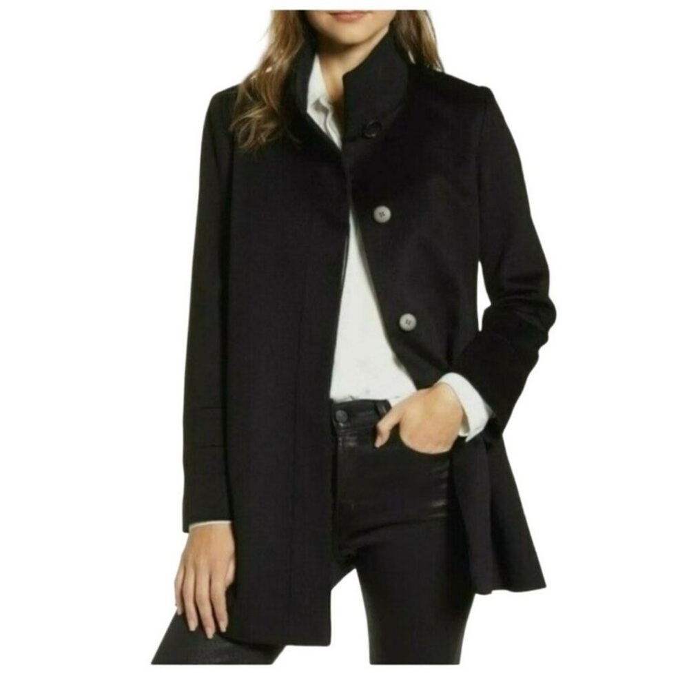 Fleurette Women's Black 100% Italian Wool Coat